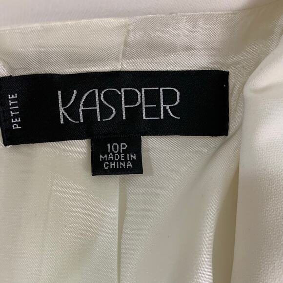 Kasper Petite Size 10P Blazer Jacket One Button White Career Minimalist - Picture 7 of 8